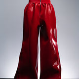 HIGH GLOSS RED LIQUID SWEATPANTS