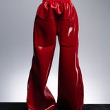 HIGH GLOSS RED LIQUID SWEATPANTS