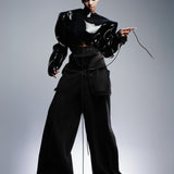 HIGH GLOSS BLACK XL SHOULDER TOP