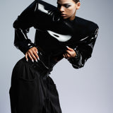 HIGH GLOSS BLACK XL SHOULDER TOP