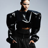 HIGH GLOSS BLACK XL SHOULDER TOP