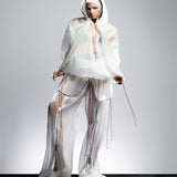 WHITE REFLECTIVE ORGANZA SWEATPANTS