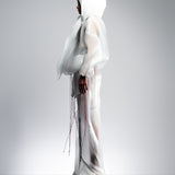 WHITE REFLECTIVE ORGANZA SWEATPANTS