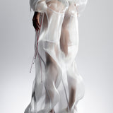 WHITE REFLECTIVE ORGANZA SWEATPANTS