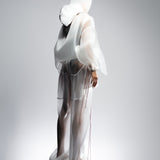 WHITE REFLECTIVE ORGANZA SWEATPANTS