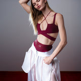 BURGUNDY SPORTY STRAPPY BRALETTE