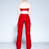 RED LIQUID PANT