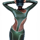 OLIVE GREEN REFLECTIVE SKIRT + BODYSUIT SET