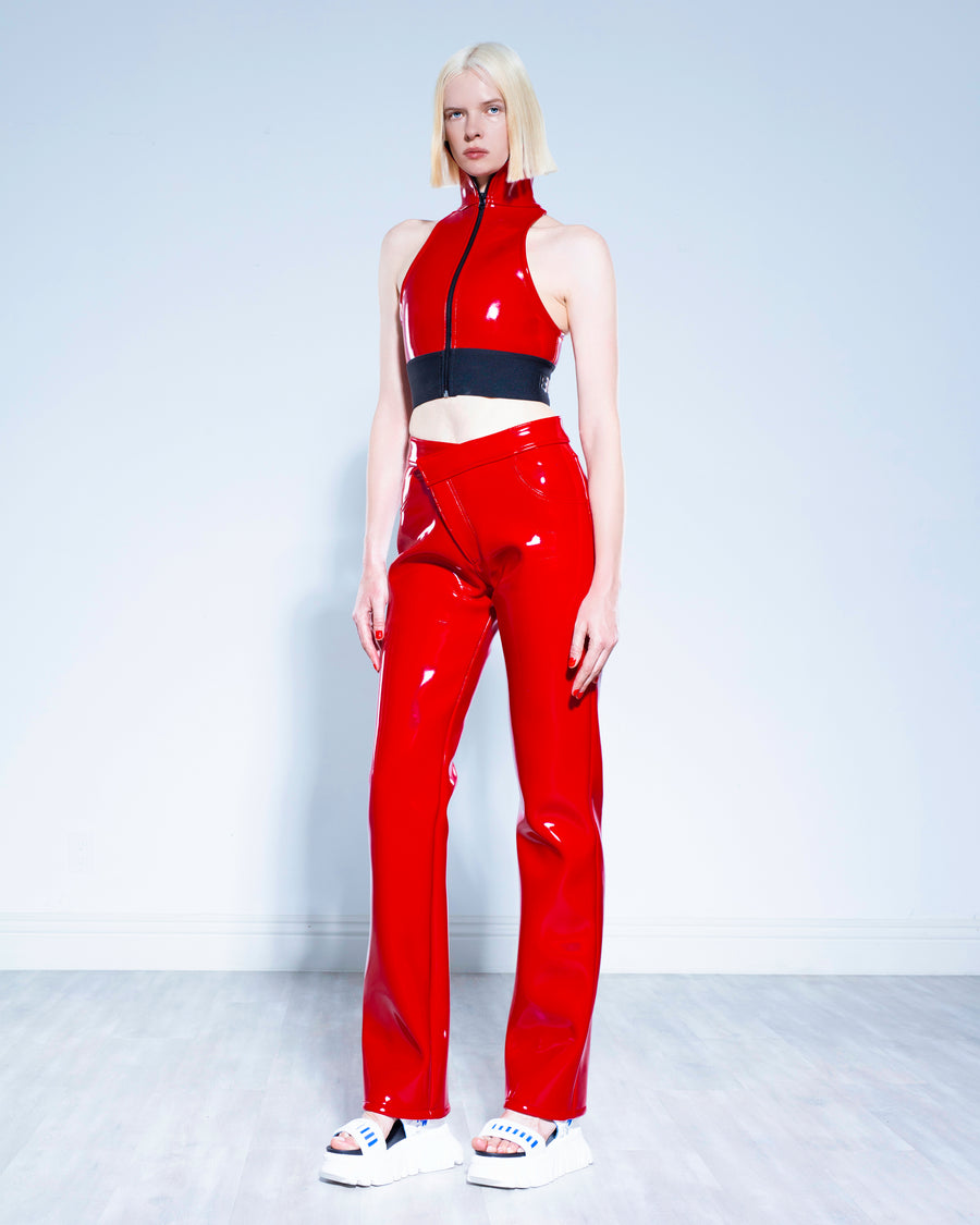 RED LIQUID LOGO SLEEVELESS CROP