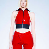 RED LIQUID LOGO SLEEVELESS CROP