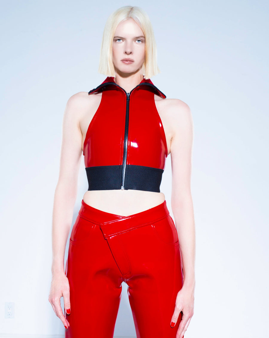 RED LIQUID LOGO SLEEVELESS CROP