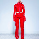 RED LIQUID FITTED JACKET