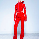 RED LIQUID FITTED JACKET