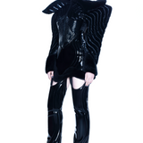 BLACK GLOSS QUILTED PUFFER JACKET
